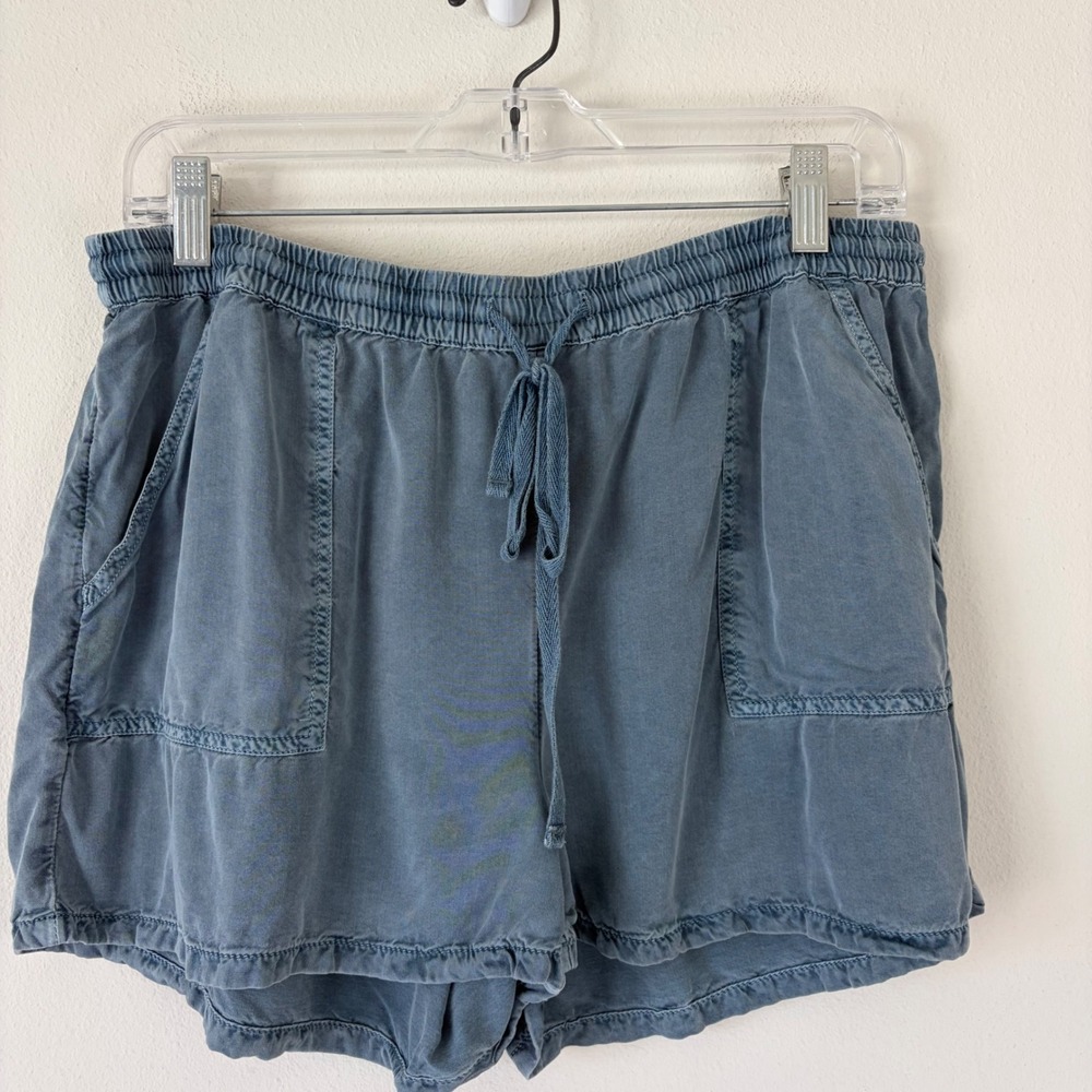 ONeill Womens Blue Elastic Waist Drawstring Patch Pocket Casual Shorts Size L